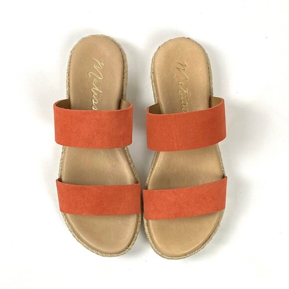 Matisse Mixer Orange Double Suede Leather Band Slide Sandal, 8 - Picture 6 of 10